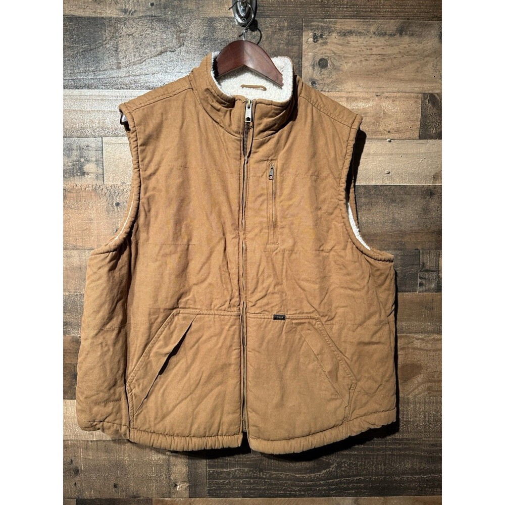 🔥 NEW Lee Workwear Vest Mens XL Tobacco Brown Duck Canvas Sherpa Lining Zip